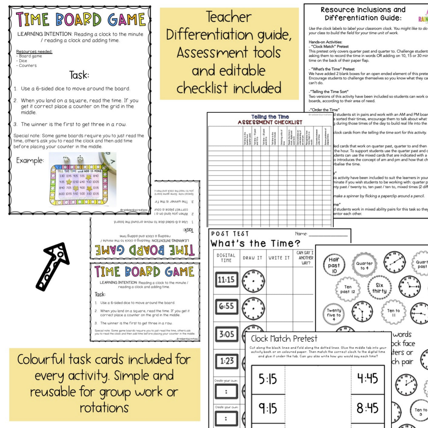 Telling Time Math Centers | Grade 3 & Grade 4