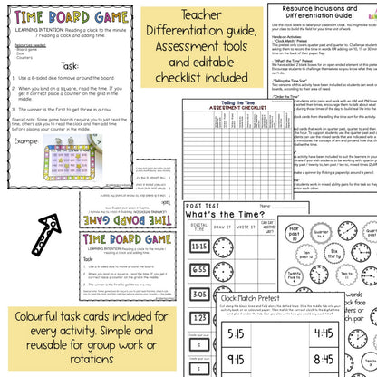 Telling Time Math Centers | Grade 3 & Grade 4