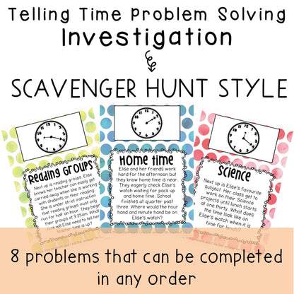 Telling the Time Investigation | Analog Clock Word Problems | Year 3