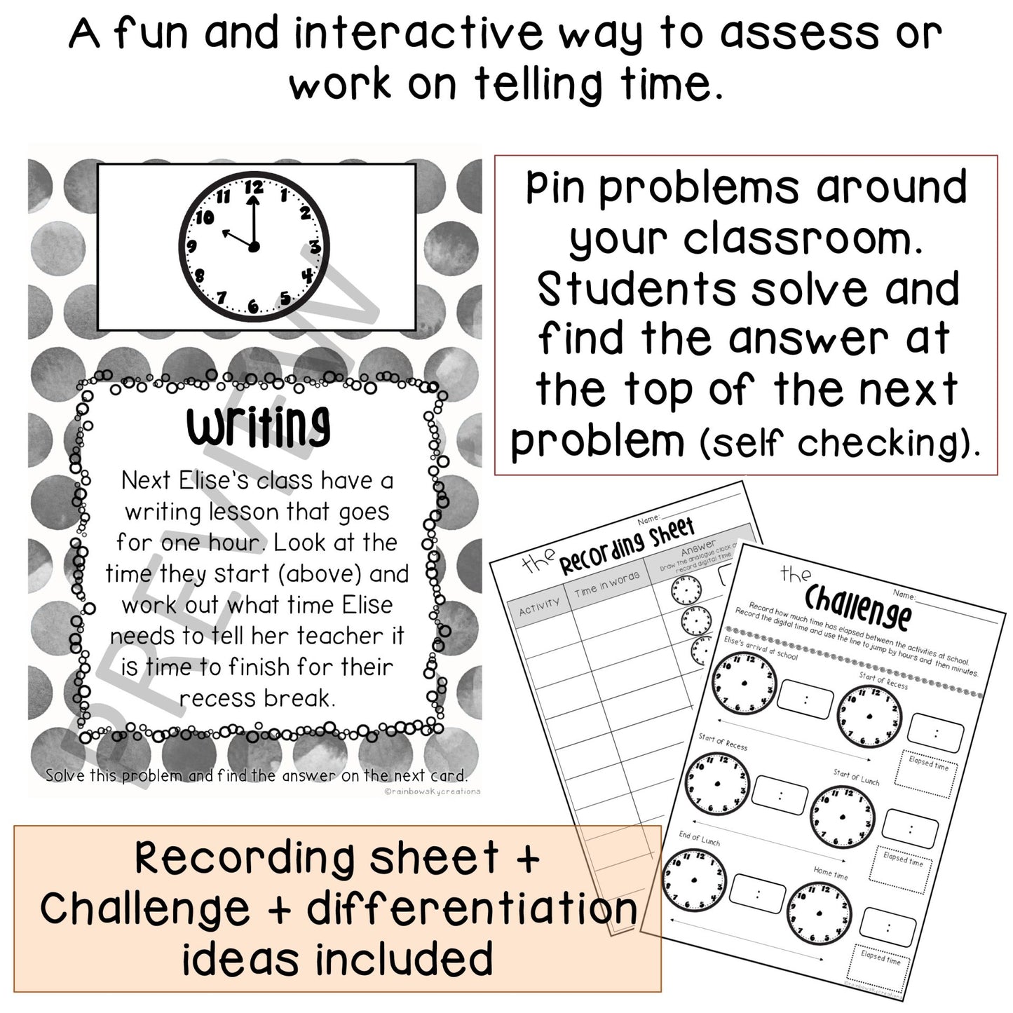 Telling the Time Investigation | Analog Clock Word Problems | Year 3