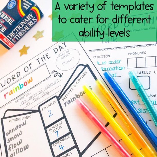 Word of the Day Templates: Vocabulary & Spelling Activities