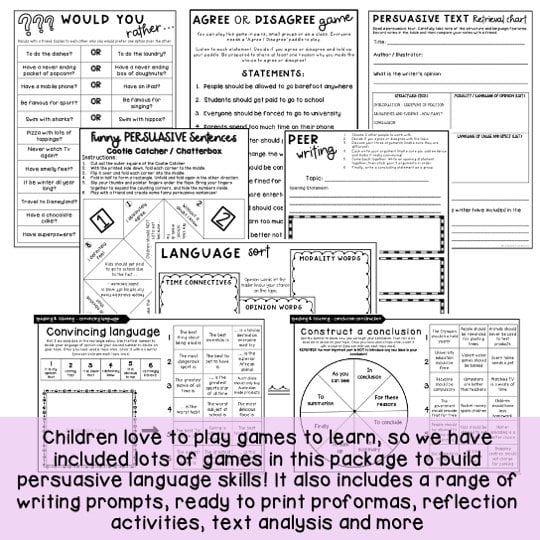 Persuasive Writing Unit | Activities & Games | Year 4-6