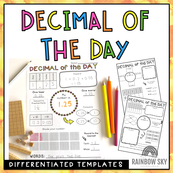 Decimal of the Day Templates | Tenths, hundredths, thousandths