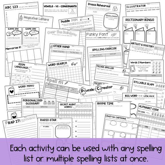 Spelling Pack | Bunting Flags & Worksheets | Grades 3 - 6