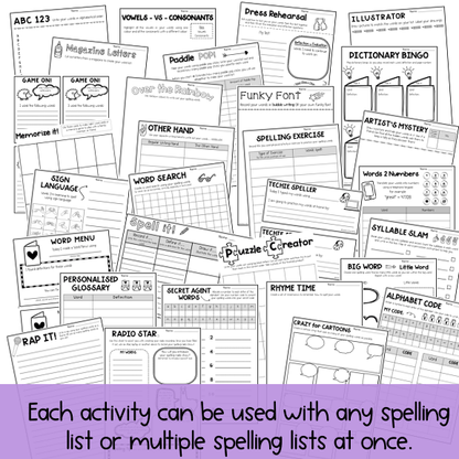 Spelling Pack | Bunting Flags & Worksheets | Grades 3 - 6