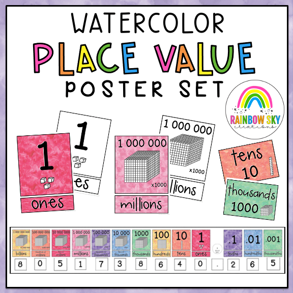 Place Value Posters | Interactive Place Value Chart {Watercolor theme}