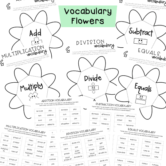 Math Operations Vocabulary Flowers