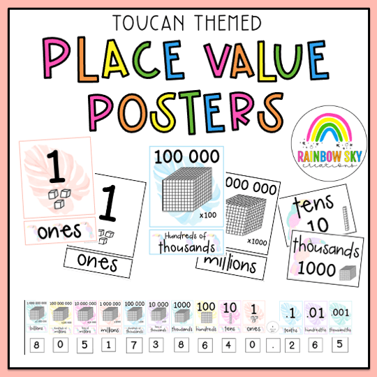 Place Value Posters | Interactive Place Value Chart {Toucan Theme}