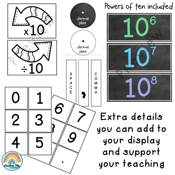 Place Value Posters - Interactive Place Value Chart – Rainbow Sky ...