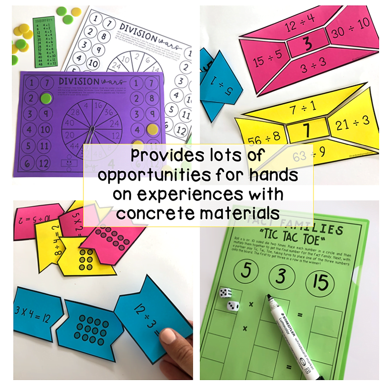 Year 3-4 Multiplication and Division Hands-on Math activities