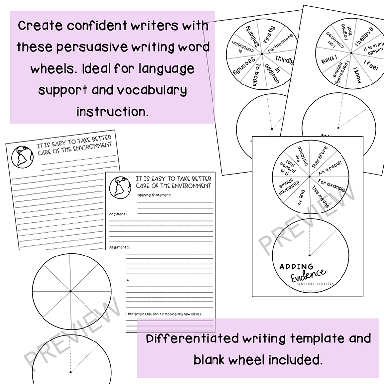 Persuasive Writing Word Wheels | Year 2 - 5