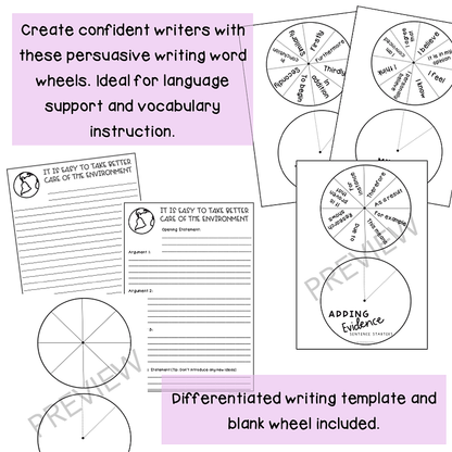 Persuasive Writing Word Wheels | Year 2 - 5
