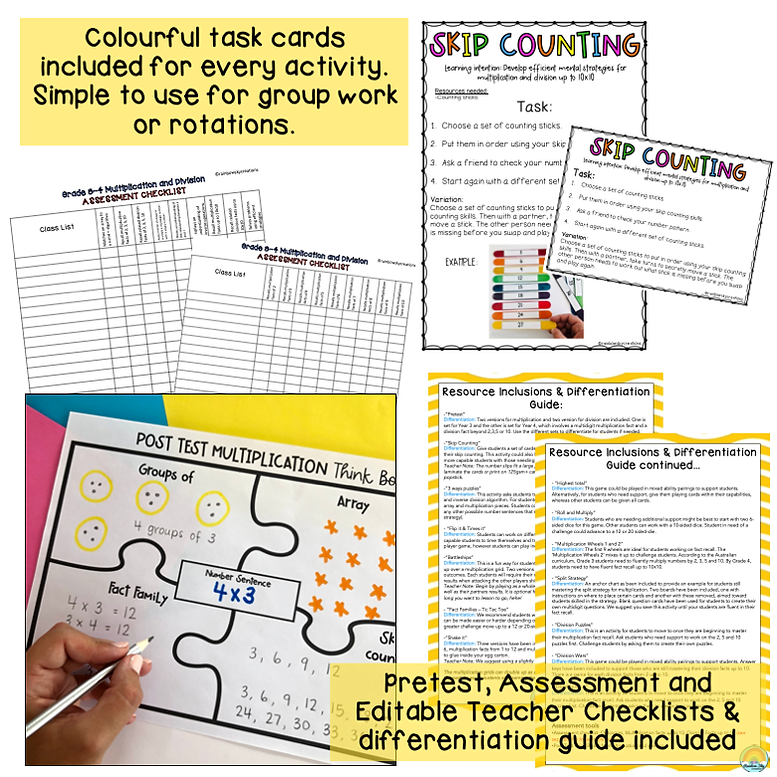 Year 3-4 Multiplication and Division Hands-on Math activities