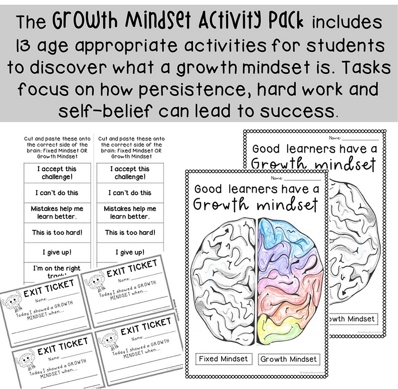 Growth Mindset Activity Pack | Print and Go | Grade 1-2