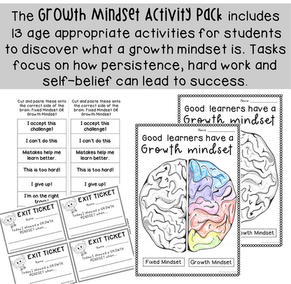 Growth Mindset Activity Pack | Print and Go | Grade 1-2