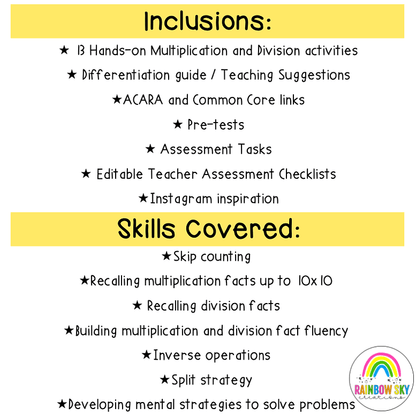 Year 3-4 Multiplication and Division Hands-on Math activities