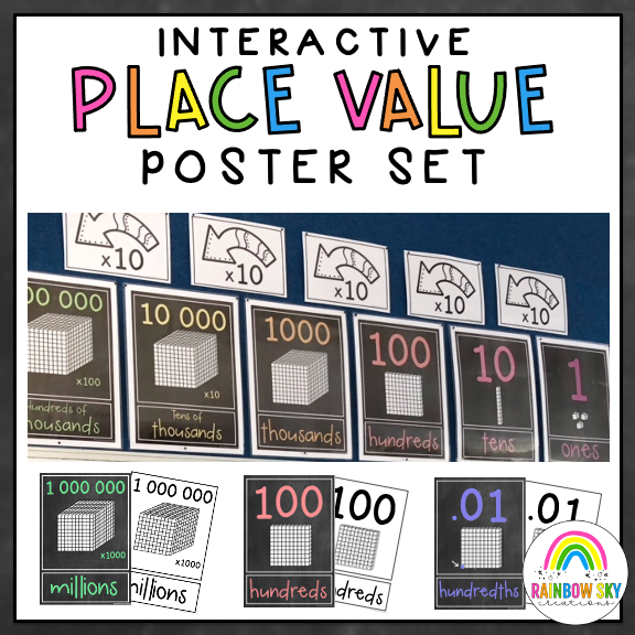 Place Value Posters Interactive Place Value Chart Rainbow Sky