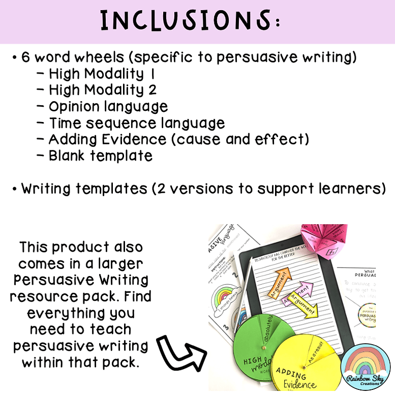 Persuasive Writing Word Wheels | Year 2 - 5