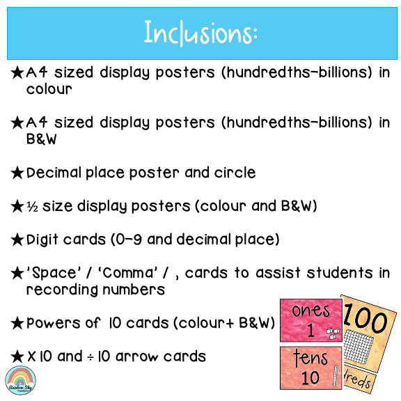 Place Value Posters - Interactive Place Value Chart (Watercolour Theme ...