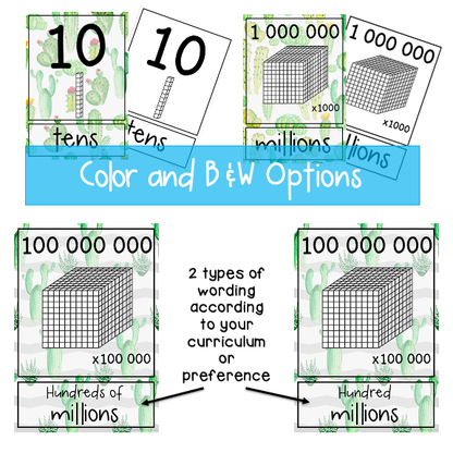 Place Value Posters | Interactive Place Value Chart {Cactus / Succulent theme}