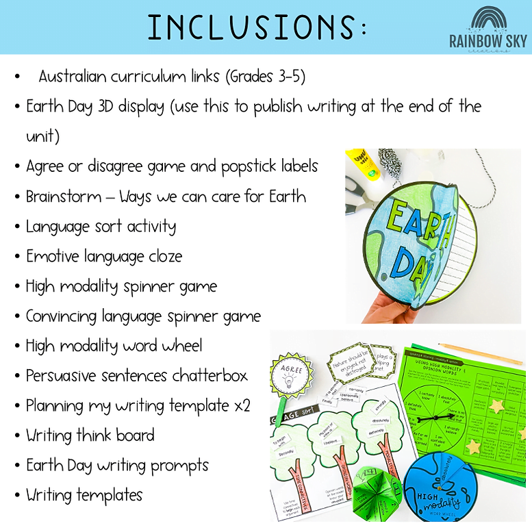 Earth Day Persuasive Writing and Craft | Year 3-5