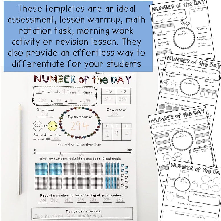 Number of the Day Templates | Number Sense to 6 digit