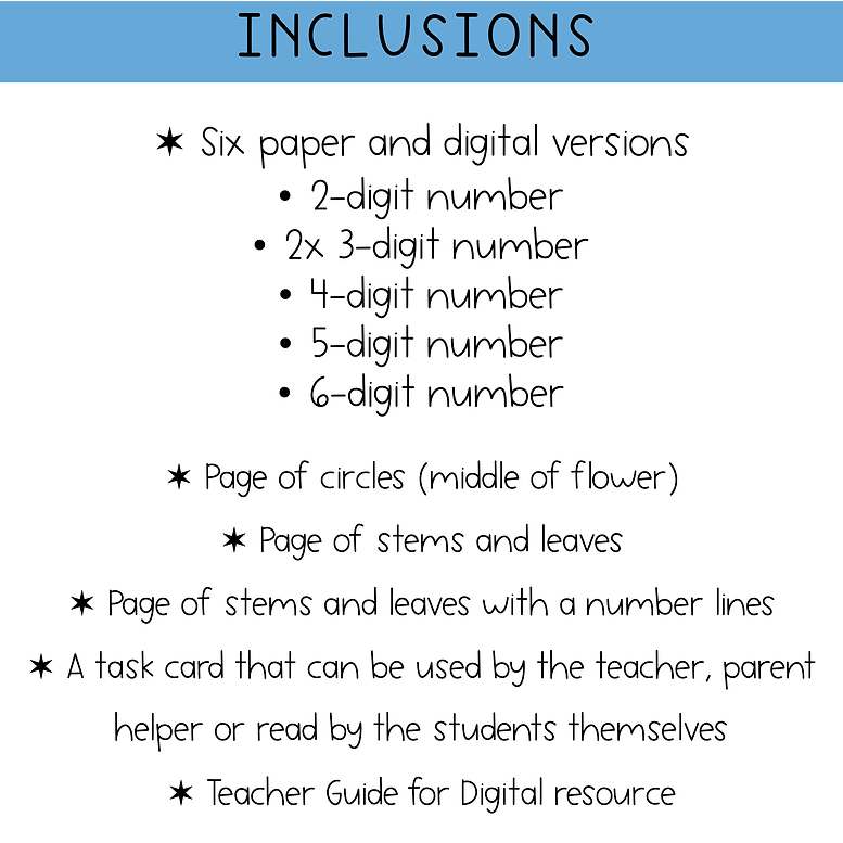 Number Line Activity | Number Sense Flowers | Place Value Flowers