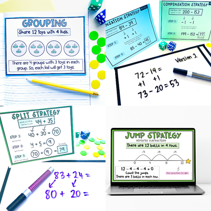 Maths Anchor Charts | Addition - Subtraction - Grouping & Array Strategies