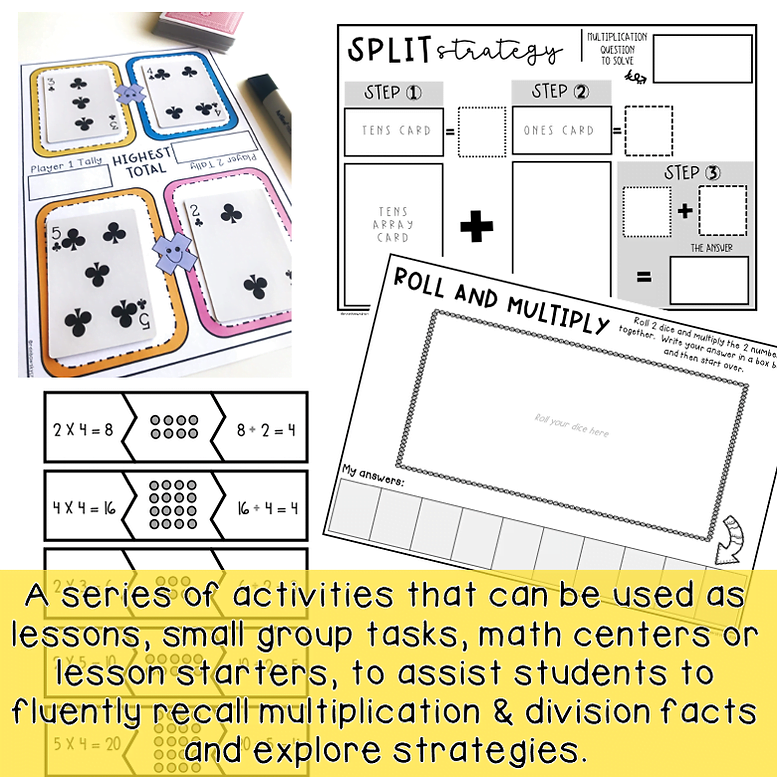 Year 3-4 Multiplication and Division Hands-on Math activities