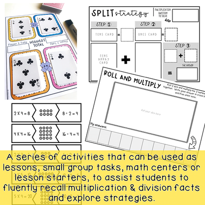 Year 3-4 Multiplication and Division Hands-on Math activities