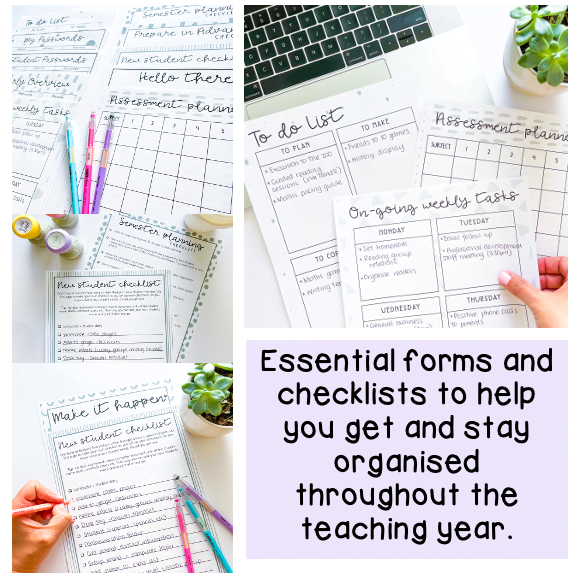 Essential Teacher Checklists and Forms | Black and White Design