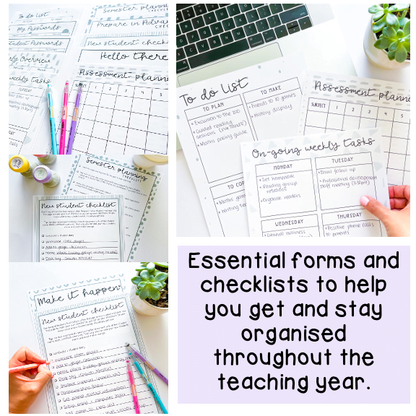 Essential Teacher Checklists and Forms | Black and White Design