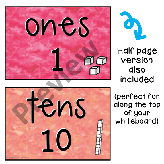 Place Value Posters | Interactive Place Value Chart {Watercolor theme}