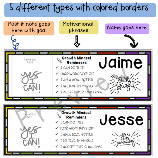 Growth Mindset Desk Plates