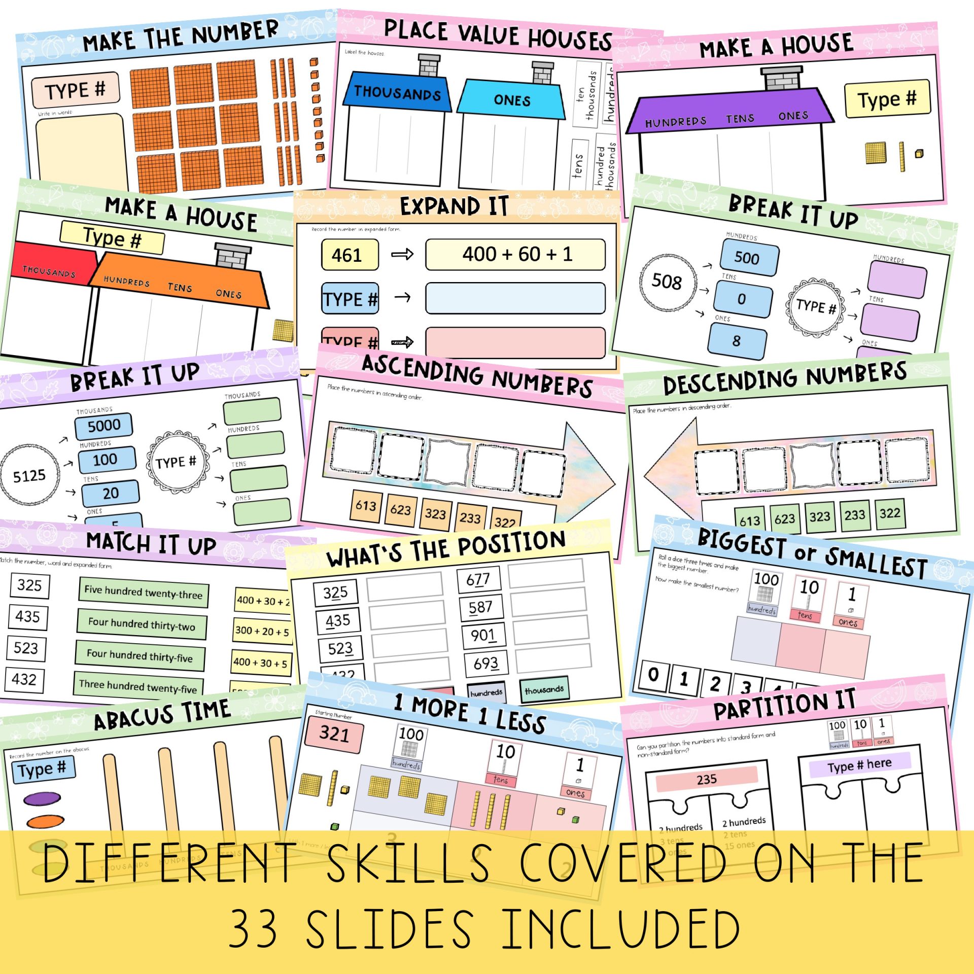 Place Value Warm-up Teaching Slides | 3 + 4 digits