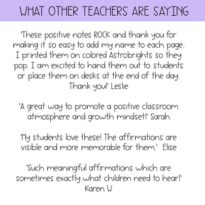 Growth Mindset Student Affirmation Notes | Teacher Slips