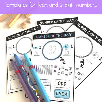 Number of the Day Templates | Teen and 2 Digit Number Sense