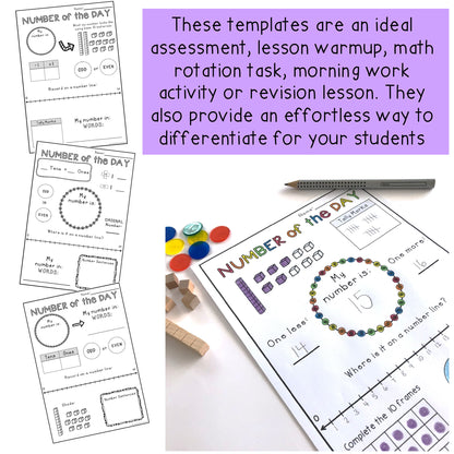 Number of the Day Templates | Teen and 2 Digit Number Sense