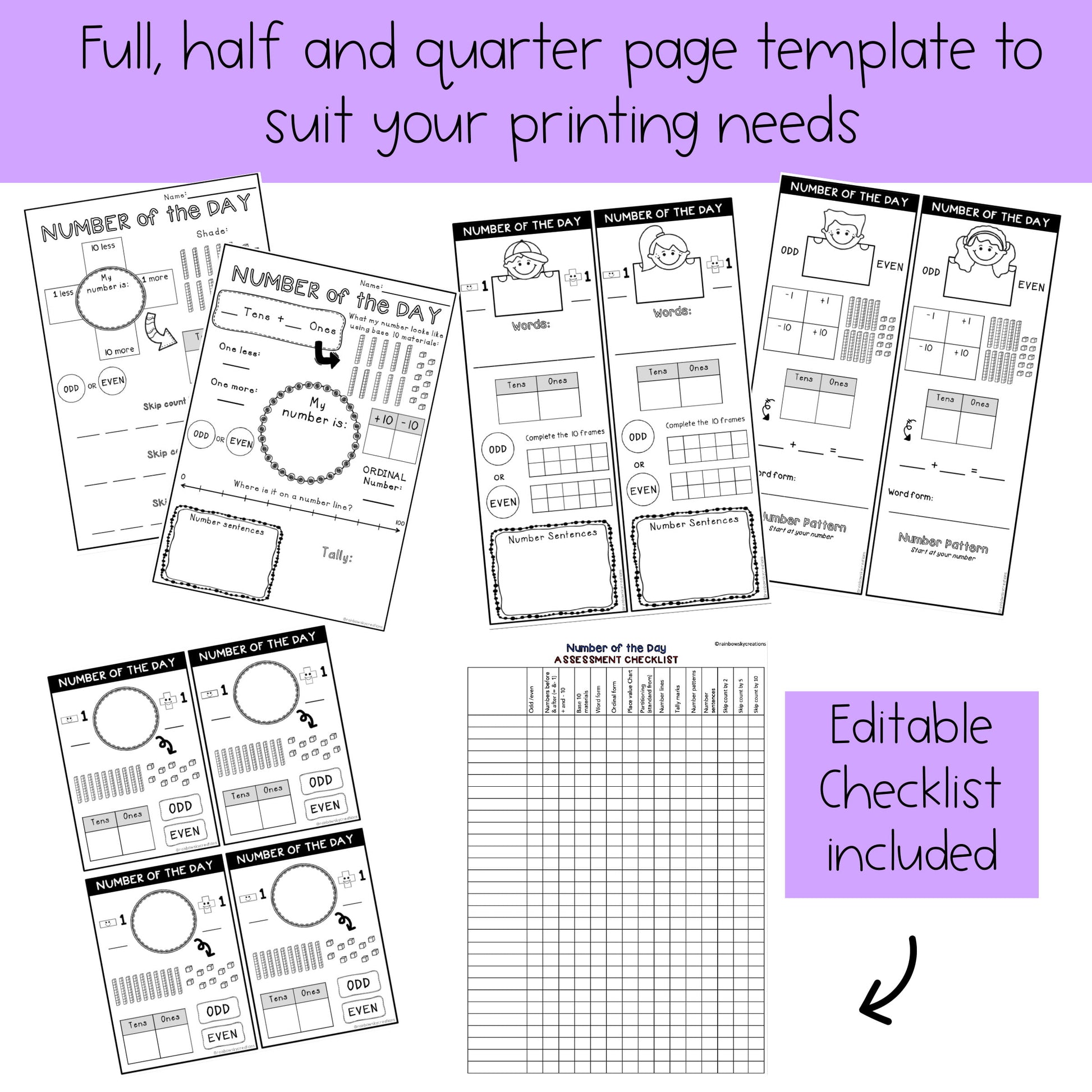 Number of the Day Templates | Teen and 2 Digit Number Sense