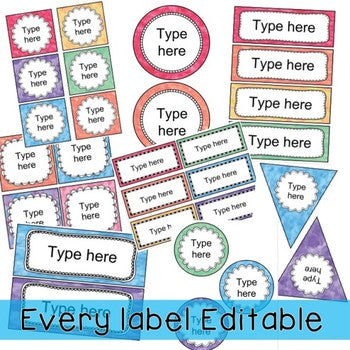 Editable Labels | Name Tags | Watercolor Rainbow Theme